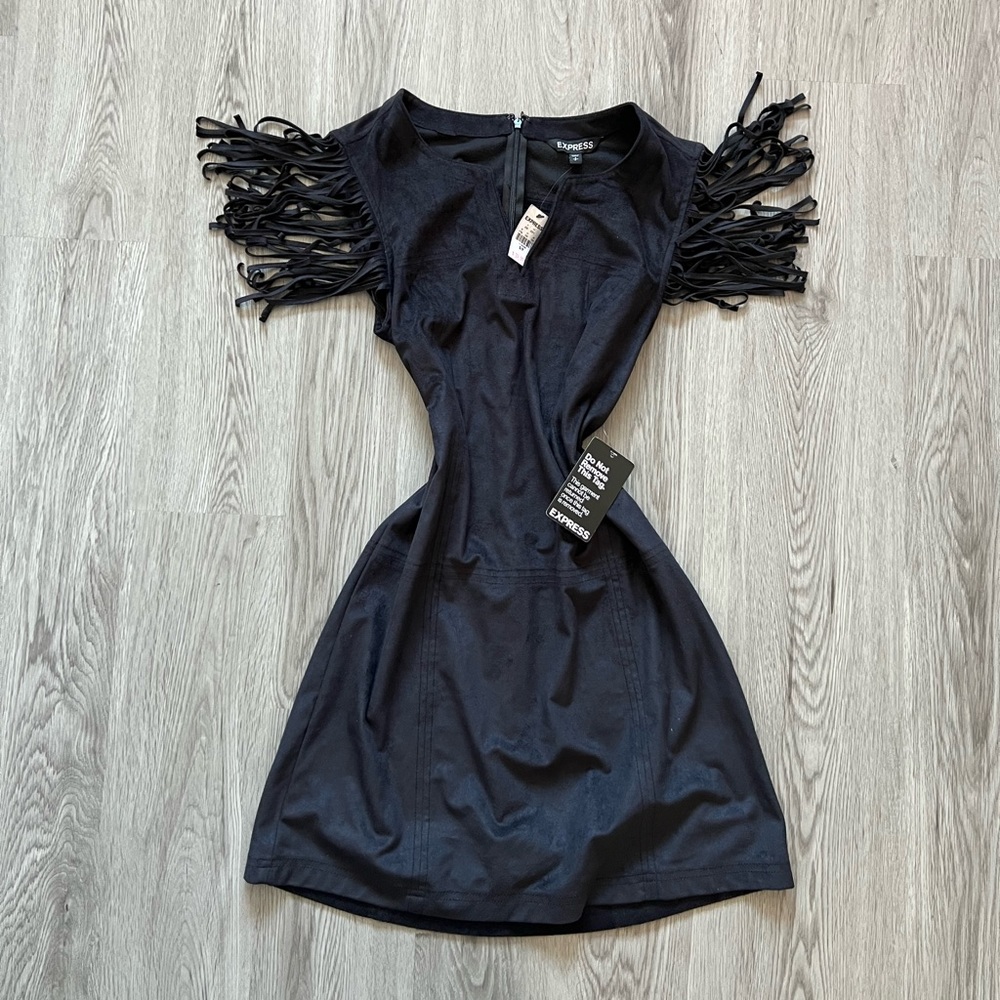 Fringe black dress from express
